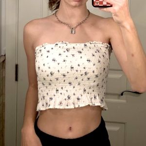 WHITE FLORAL TUBE TOP